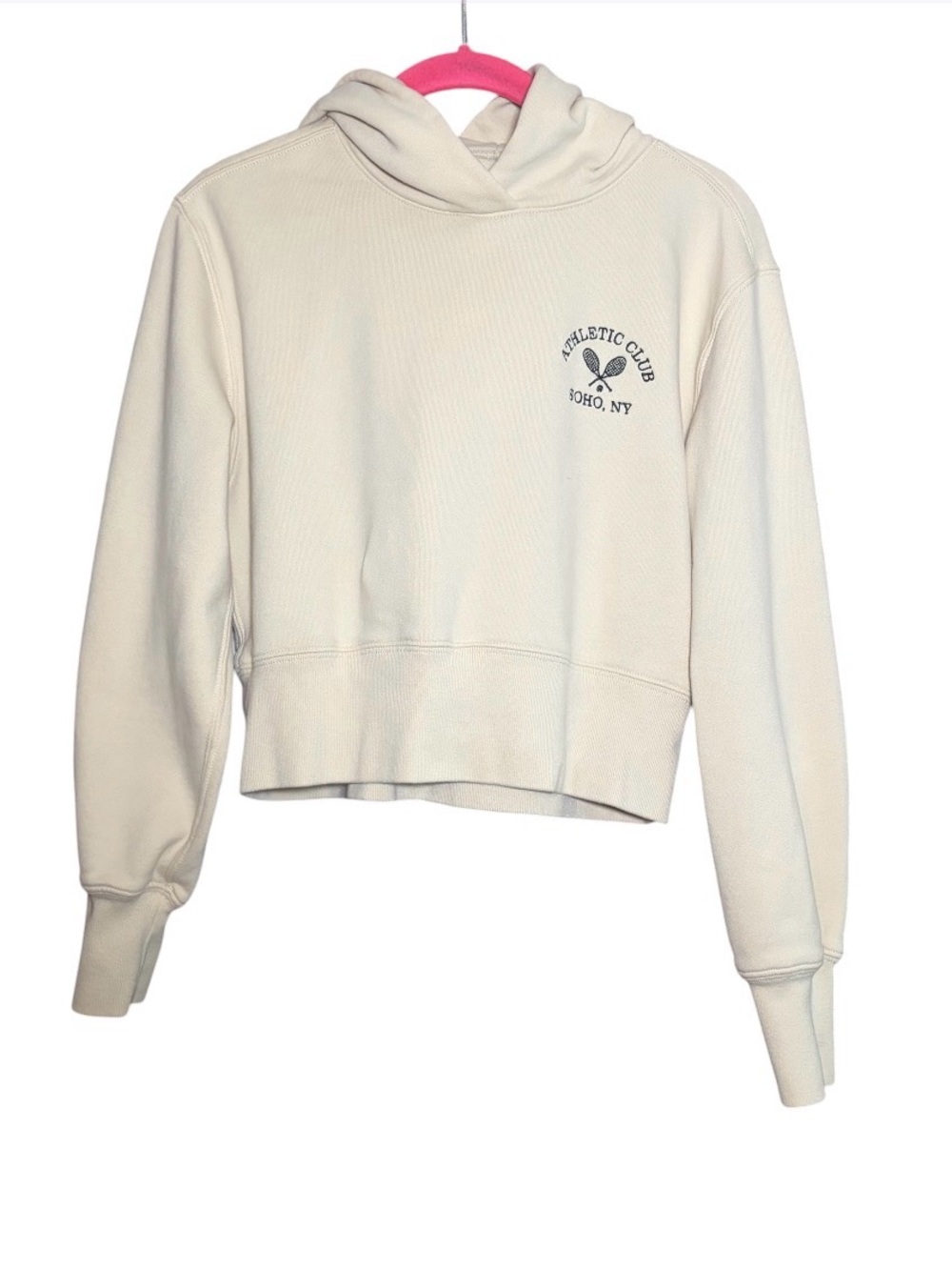 Abercrombie & Fitch Athletic Club SOHO NY Cream Pullover Hoodie Sweatshirt XS